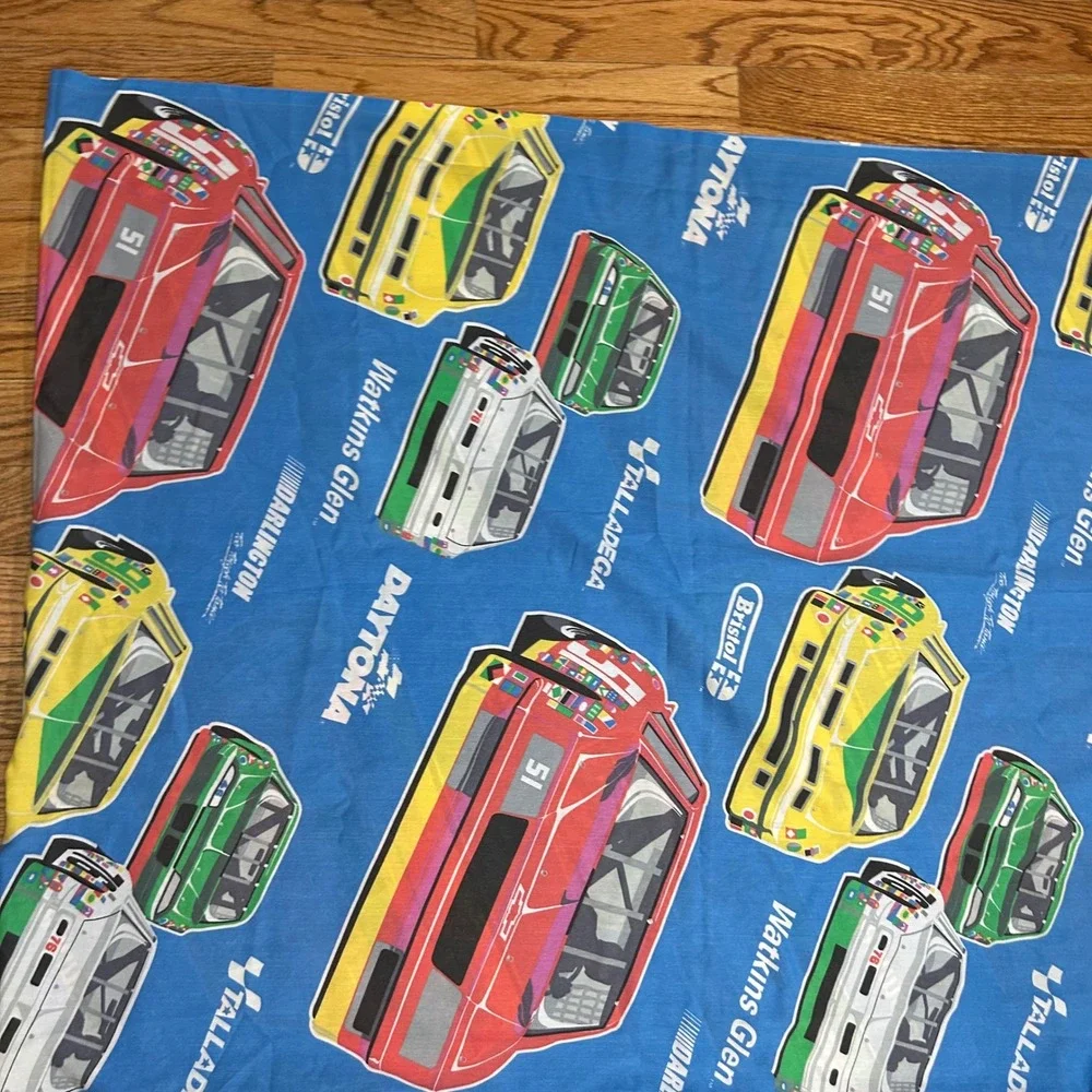 Vintage NASCAR Racing Twin Flat Sheet‎ Blue Daytona Talladega USA 80s 90s